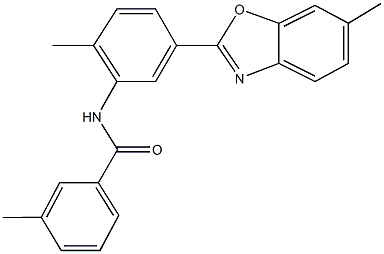 3-methyl-N-[2-methyl-5-(6-methyl-1,3-benzoxazol-2-yl)phenyl]benzamide 结构式