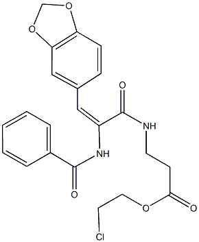 2-chloroethyl 3-{[3-(1,3-benzodioxol-5-yl)-2-(benzoylamino)acryloyl]amino}propanoate 结构式