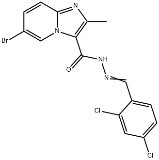 6-bromo-N'-(2,4-dichlorobenzylidene)-2-methylimidazo[1,2-a]pyridine-3-carbohydrazide 结构式