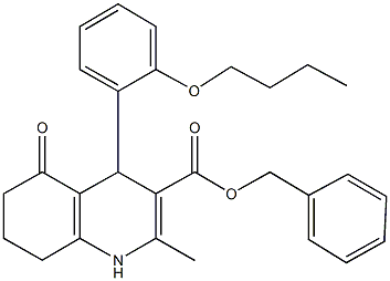 phenylmethyl 4-[2-(butyloxy)phenyl]-2-methyl-5-oxo-1,4,5,6,7,8-hexahydroquinoline-3-carboxylate 结构式