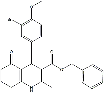 phenylmethyl 4-[3-bromo-4-(methyloxy)phenyl]-2-methyl-5-oxo-1,4,5,6,7,8-hexahydroquinoline-3-carboxylate 结构式
