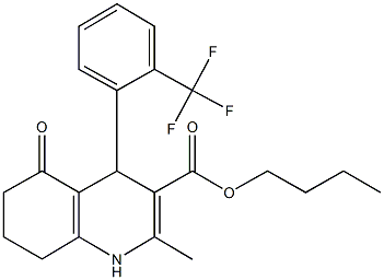 butyl 2-methyl-5-oxo-4-[2-(trifluoromethyl)phenyl]-1,4,5,6,7,8-hexahydroquinoline-3-carboxylate 结构式