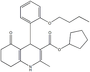 cyclopentyl 4-[2-(butyloxy)phenyl]-2-methyl-5-oxo-1,4,5,6,7,8-hexahydroquinoline-3-carboxylate 结构式