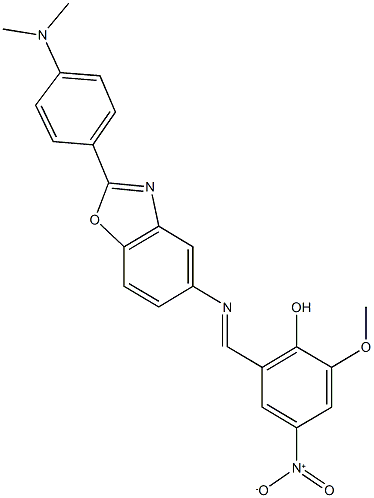 2-[({2-[4-(dimethylamino)phenyl]-1,3-benzoxazol-5-yl}imino)methyl]-4-nitro-6-methoxyphenol 结构式