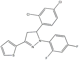 5-(2,4-dichlorophenyl)-1-(2,4-difluorophenyl)-3-(2-thienyl)-4,5-dihydro-1H-pyrazole 结构式