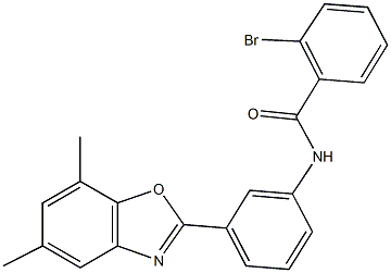 2-bromo-N-[3-(5,7-dimethyl-1,3-benzoxazol-2-yl)phenyl]benzamide 结构式