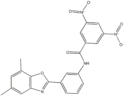 N-[3-(5,7-dimethyl-1,3-benzoxazol-2-yl)phenyl]-3,5-bisnitrobenzamide 结构式