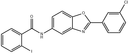 N-[2-(3-chlorophenyl)-1,3-benzoxazol-5-yl]-2-iodobenzamide 结构式