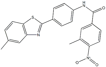 4-nitro-3-methyl-N-[4-(5-methyl-1,3-benzothiazol-2-yl)phenyl]benzamide 结构式