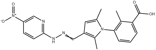 3-[3-(2-{5-nitro-2-pyridinyl}carbohydrazonoyl)-2,5-dimethyl-1H-pyrrol-1-yl]-2-methylbenzoic acid 结构式