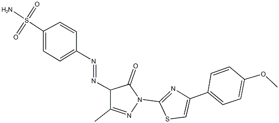 4-({1-[4-(4-methoxyphenyl)-1,3-thiazol-2-yl]-3-methyl-5-oxo-4,5-dihydro-1H-pyrazol-4-yl}diazenyl)benzenesulfonamide 结构式