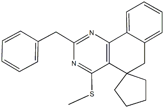 2-benzyl-4-(methylsulfanyl)-5,6-dihydrospiro(benzo[h]quinazoline-5,1'-cyclopentane) 结构式