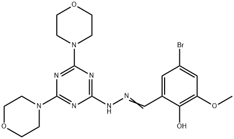 5-bromo-2-hydroxy-3-methoxybenzaldehyde [4,6-di(4-morpholinyl)-1,3,5-triazin-2-yl]hydrazone 结构式