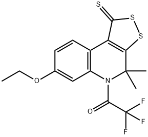 7-ethoxy-4,4-dimethyl-5-(trifluoroacetyl)-4,5-dihydro-1H-[1,2]dithiolo[3,4-c]quinoline-1-thione 结构式