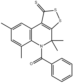 5-benzoyl-4,4,6,8-tetramethyl-4,5-dihydro-1H-[1,2]dithiolo[3,4-c]quinoline-1-thione 结构式