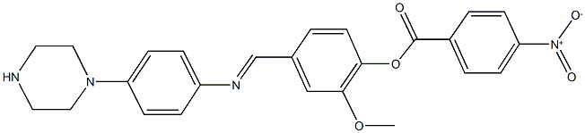 2-methoxy-4-{[(4-piperazin-1-ylphenyl)imino]methyl}phenyl 4-nitrobenzoate 结构式