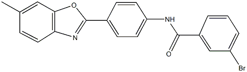 3-bromo-N-[4-(6-methyl-1,3-benzoxazol-2-yl)phenyl]benzamide 结构式