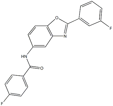 4-fluoro-N-[2-(3-fluorophenyl)-1,3-benzoxazol-5-yl]benzamide 结构式