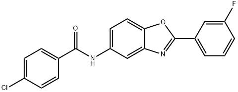 4-chloro-N-[2-(3-fluorophenyl)-1,3-benzoxazol-5-yl]benzamide 结构式