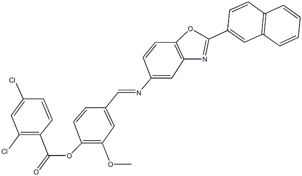 2-methoxy-4-({[2-(2-naphthyl)-1,3-benzoxazol-5-yl]imino}methyl)phenyl 2,4-dichlorobenzoate 结构式