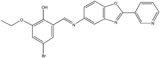 4-bromo-2-ethoxy-6-({[2-(3-pyridinyl)-1,3-benzoxazol-5-yl]imino}methyl)phenol 结构式