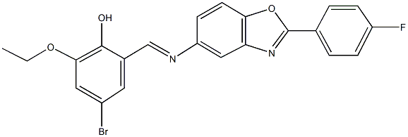 4-bromo-2-ethoxy-6-({[2-(4-fluorophenyl)-1,3-benzoxazol-5-yl]imino}methyl)phenol 结构式