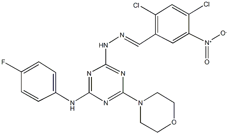 2,4-dichloro-5-nitrobenzaldehyde [4-(4-fluoroanilino)-6-(4-morpholinyl)-1,3,5-triazin-2-yl]hydrazone 结构式