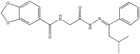 N-{2-[2-(3-methyl-1-phenylbutylidene)hydrazino]-2-oxoethyl}-1,3-benzodioxole-5-carboxamide 结构式