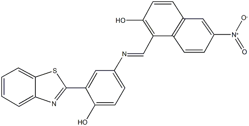 1-({[3-(1,3-benzothiazol-2-yl)-4-hydroxyphenyl]imino}methyl)-6-nitro-2-naphthol 结构式