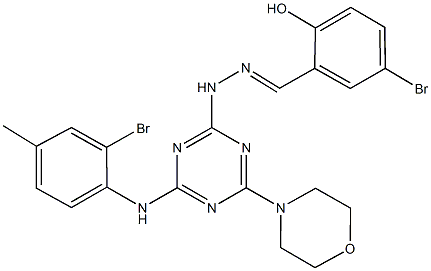 5-bromo-2-hydroxybenzaldehyde [4-(2-bromo-4-methylanilino)-6-(4-morpholinyl)-1,3,5-triazin-2-yl]hydrazone 结构式