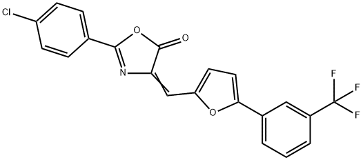 2-(4-chlorophenyl)-4-({5-[3-(trifluoromethyl)phenyl]-2-furyl}methylene)-1,3-oxazol-5(4H)-one 结构式