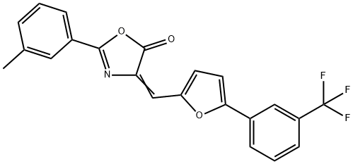 2-(3-methylphenyl)-4-({5-[3-(trifluoromethyl)phenyl]-2-furyl}methylene)-1,3-oxazol-5(4H)-one 结构式