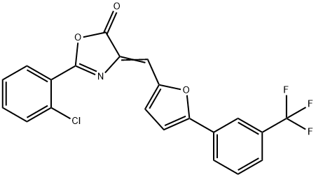 2-(2-chlorophenyl)-4-({5-[3-(trifluoromethyl)phenyl]-2-furyl}methylene)-1,3-oxazol-5(4H)-one 结构式
