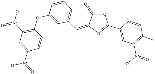 4-(3-{2,4-bisnitrophenoxy}benzylidene)-2-{3-nitro-4-methylphenyl}-1,3-oxazol-5(4H)-one 结构式