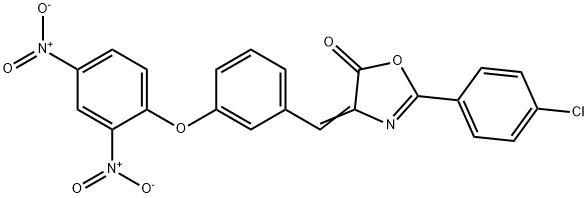 4-(3-{2,4-bisnitrophenoxy}benzylidene)-2-(4-chlorophenyl)-1,3-oxazol-5(4H)-one 结构式