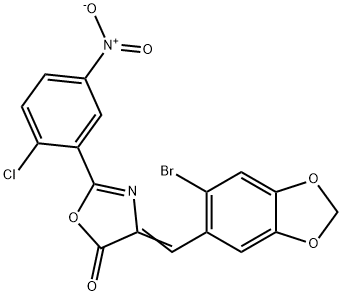 4-[(6-bromo-1,3-benzodioxol-5-yl)methylene]-2-{2-chloro-5-nitrophenyl}-1,3-oxazol-5(4H)-one 结构式