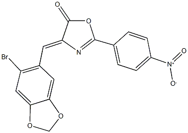 4-[(6-bromo-1,3-benzodioxol-5-yl)methylene]-2-{4-nitrophenyl}-1,3-oxazol-5(4H)-one 结构式