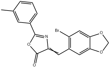 4-[(6-bromo-1,3-benzodioxol-5-yl)methylene]-2-(3-methylphenyl)-1,3-oxazol-5(4H)-one 结构式