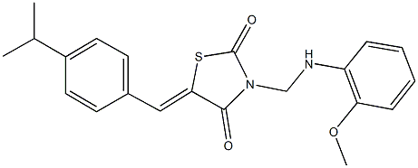 5-(4-isopropylbenzylidene)-3-[(2-methoxyanilino)methyl]-1,3-thiazolidine-2,4-dione 结构式