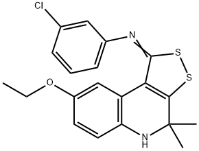 N-(3-chlorophenyl)-N-(8-ethoxy-4,4-dimethyl-4,5-dihydro-1H-[1,2]dithiolo[3,4-c]quinolin-1-ylidene)amine 结构式