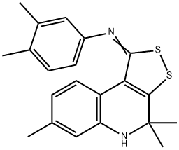 3,4-dimethyl-N-[(1Z)-4,4,7-trimethyl-4,5-dihydro-1H-[1,2]dithiolo[3,4-c]quinolin-1-ylidene]aniline 结构式