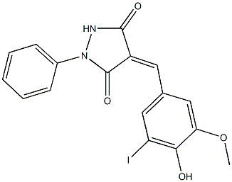 4-(4-hydroxy-3-iodo-5-methoxybenzylidene)-1-phenyl-3,5-pyrazolidinedione 结构式