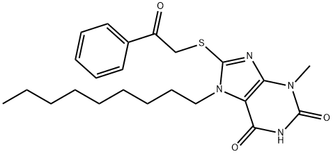 3-methyl-7-nonyl-8-[(2-oxo-2-phenylethyl)sulfanyl]-3,7-dihydro-1H-purine-2,6-dione 结构式