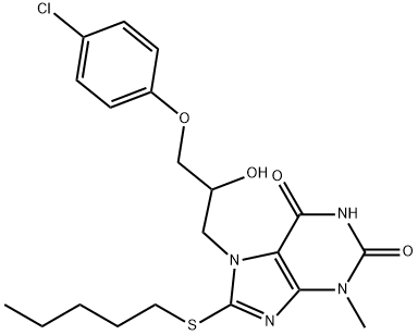 7-[3-(4-chlorophenoxy)-2-hydroxypropyl]-3-methyl-8-(pentylsulfanyl)-3,7-dihydro-1H-purine-2,6-dione 结构式