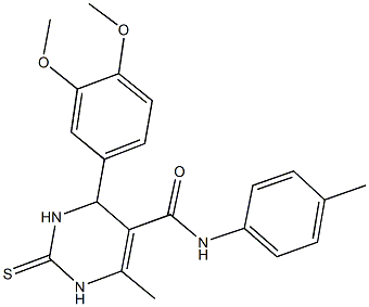 4-[3,4-bis(methyloxy)phenyl]-6-methyl-N-(4-methylphenyl)-2-thioxo-1,2,3,4-tetrahydropyrimidine-5-carboxamide 结构式