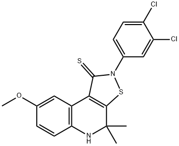 2-(3,4-dichlorophenyl)-4,4-dimethyl-8-(methyloxy)-4,5-dihydroisothiazolo[5,4-c]quinoline-1(2H)-thione 结构式