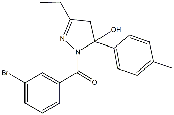 1-[(3-bromophenyl)carbonyl]-3-ethyl-5-(4-methylphenyl)-4,5-dihydro-1H-pyrazol-5-ol 结构式