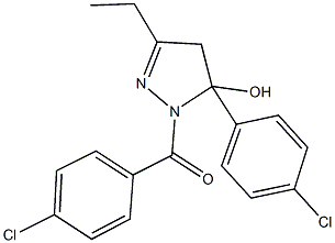 1-(4-chlorobenzoyl)-5-(4-chlorophenyl)-3-ethyl-4,5-dihydro-1H-pyrazol-5-ol 结构式