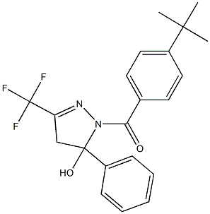 1-(4-tert-butylbenzoyl)-5-phenyl-3-(trifluoromethyl)-4,5-dihydro-1H-pyrazol-5-ol 结构式