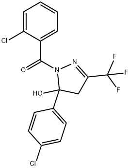 1-(2-chlorobenzoyl)-5-(4-chlorophenyl)-3-(trifluoromethyl)-4,5-dihydro-1H-pyrazol-5-ol 结构式